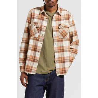 Brixton Bowery Flannel Button-Up Shirt in Whitecap/pinecone Brown/burro at Nordstrom, Size X-Large