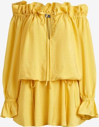 Polo Ralph Lauren Kurzes Kleid mit R&uuml;schenkragen und Puff&auml;rmeln