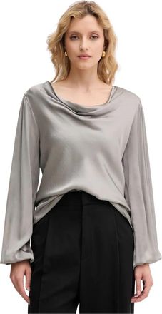 Fracomina Blouse Regular Fit Gemaakt van Satijn - Dames - Blouses - Grijs - XS - Satijn - Overhemden