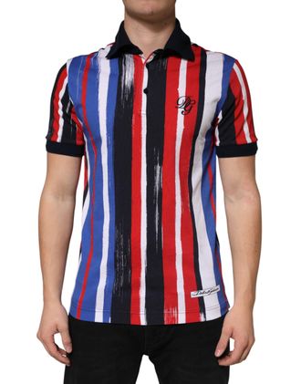 Dolce & Gabbana Mens Striped Cotton Polo Multicolor