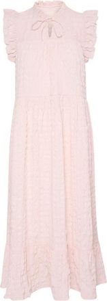 Part Two Bloemen Potpourri Jurk met Ruchedetails - Dames - Casual kleedjes - Roze - L - Polyester - Kleedjes