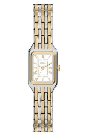 Fossil Mini Raquel Tank Bracelet Watch, 18mm x 29mm in Two Tone at Nordstrom