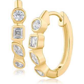 Kenneth Jay Lane Bezel Mixed Cut Cubic Zirconia Huggie Hoops in Gold Plated at Nordstrom