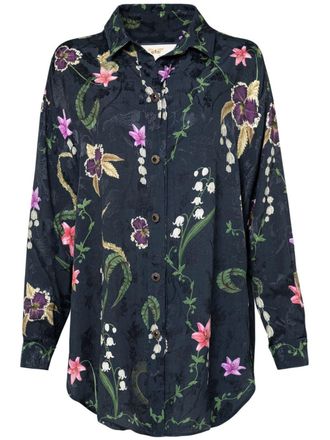 Agua Bendita Cecilia Tesoro floral-print shirt - Blue