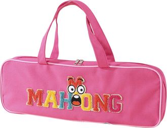 Generic Canvas Large Mahjong Tile Bag with Zipper Mahjong Bag for Home Travel (Rose Red)