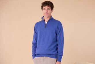 Bexley Jersey con cuello cremallera Azul vaquero jaspeado y beige claro - KEYDEN II