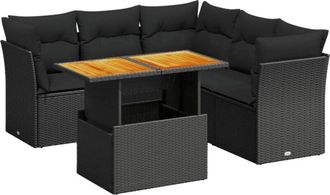 vidaXL Vidaxl - Set De Muebles De Jard&iacute;n 5 Pzas Y Cojines Rat&aacute;n Sint&eacute;tico Negro