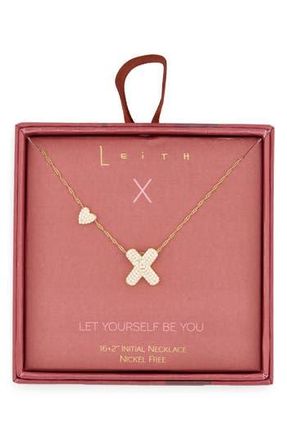 Leith Cubic Zirconia Heart & Bubble Initial Pendant Necklace in X- Clear- Gold at Nordstrom Rack