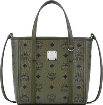 MCM Mini Toni Top-Zip Shopper in Visetos in Green at Nordstrom
