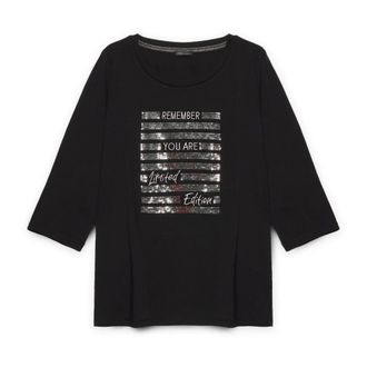 Fiorella Rubino Tops, Dames, Zwart, M, Katoen, Glitter T-shirt met Motivatie Quote