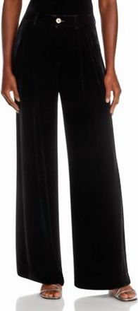 Bella Dahl Womens Velvet Pleated Wide Leg Trouser In Black