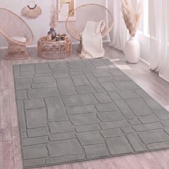 Paco Home Paco Home Alfombra Sala-de-estar Pelo-alto Scandi Boho Geom&eacute;trico Abstracto Lavable Gris 200x280 Cm