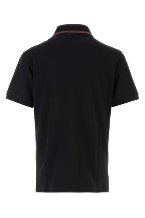 Gucci Web-Stripe Collar Piquet Polo Shirt - Black