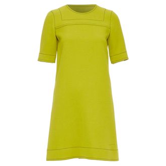 Marni virgin wool overstitch silk lined shift dress