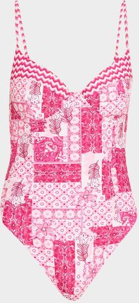Ramy Brook Jayda Floral Patchwork One-Piece Swimsuit