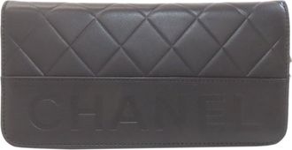 Chanel Black Leather Long Wallet (Bi-Fold) (Pre-Owned)