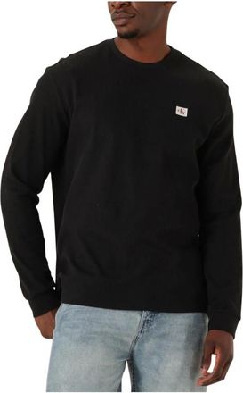 Calvin Klein Hoodies & sweatvesten, Heren, Zwart, 2Xl, Zwarte LS Wafel Badge Crewneck Tee