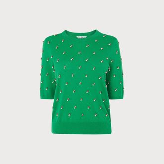L.k. Bennett Womens Sarah Knitted top, Green Cotton - Size Medium
