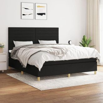 vidaXL Vidaxl - Cama Box Spring Con Colch&oacute;n Tela Negro 180x200 Cm