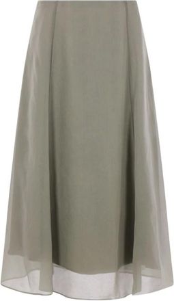 Brunello Cucinelli Brunello Cucinelli, Midi Skirts, female, Green, Size: XS Flared Midi Skirt
