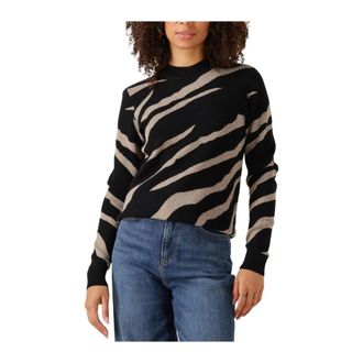 Object Zwarte Gebreide Pullover met Aop Print - Dames - Ronde hals truien - Veelkleurig - XL - Truien & Vesten