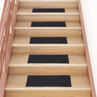 vidaXL Felpudos Autoadhesivos Para Escaleras, 30 Unidades, 60 X 25 Cm, Gris, Rectangulares Vidaxl