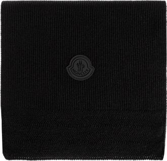 Moncler Wool Scarf - Heren - Wintersjaals - Zwart - ONE Size - Wol - Accessoires