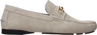 Versace Gray Leather Slip-On Mens Loafers