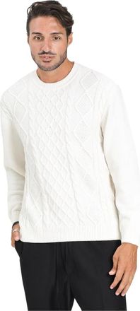 A|X Armani Exchange Cr&egrave;me Gebreide Trui met Noors Patroon - Heren - Ronde hals truien - Beige - 2XL - Truien & Vesten