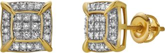 LuvMyJewelry Pulse 10K Yellow Gold Cluster Diamond Unisex Earrings - 0.28 Cts