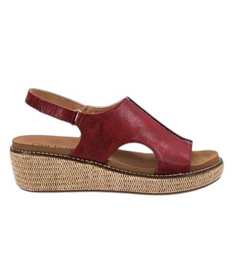 Corkys Footwear Womens Volta Ii Lower Heel Wedge Sandal In Red Smooth