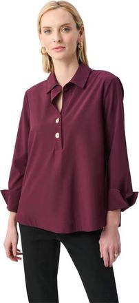 Joseph Ribkoff Tops, Dames, Paars, S, Stretch Poplin Shirt-Collar Boxy Top