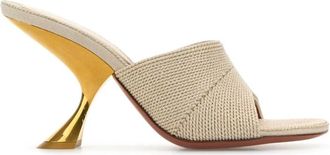 Amina Muaddi Taylor Woven Slipper 90 - Dames - Muiltjes - Beige - 36 EU - Leer - Schoenen