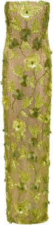 Rachel Gilbert Pierre floral-embellished strapless gown - Green