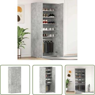 vidaXL vidaXL Armadio in legno - Mobile per scarpe con porta Grigio cemento 80 x 39 x 178 cm