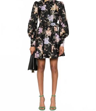 Zimmermann Twill Weave Satin Dress In Black