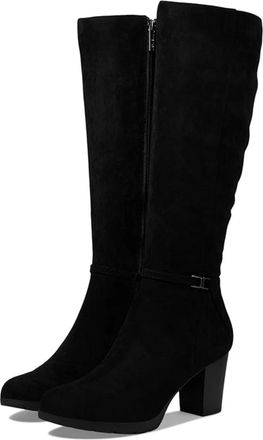 Anne Klein Reachup Boots Womens Black Suede Faux Suede Block Heel LION647