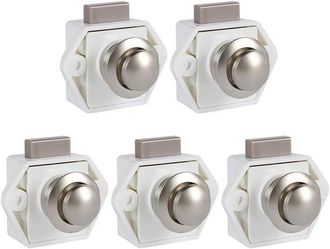 OEM Juego De 5 Pestillos De Bot&oacute;n Pulsador Sin Llave, Cierrapuertas Para Muebles, Pestillos De Bot&oacute;n Pulsador Para Muebles Gruesos (blanco)