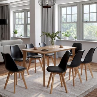 IDMarket Idmarket - Lote De 8 Sillas De Comedor Escandinavas Sara Negras