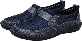 Generic Mesh Loafers Shoes For Men Faux Leather Flat Bottom Slip On Breathable Casual Shoes Wide Fit With Arch Support Walking Shoes Low Top Walking Buffer Jo