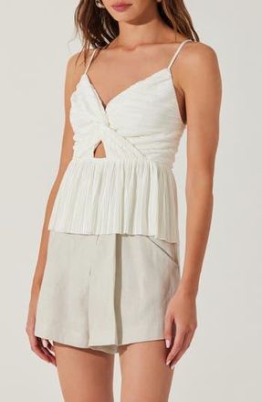 ASTR the Label Twist Front Pliss&eacute; Camisole in White at Nordstrom Rack, Size X-Large
