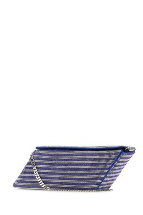 Kara Womens Two-Tone Rhinestones Clutch Cobaltstripe