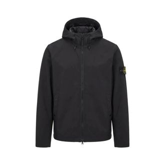 Stone Island Jassen, Heren, Zwart, XL, Soft Shell Hooded Jacket