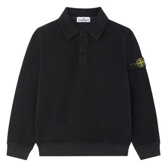 Stone Island Cotton Polo Sweatshirt - male - Stone Island - Kids Sweatshirts - Blue - 8 Y - Kids