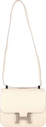 Hermès Pre-owned Womens Hermès Beton Evercolor Palladium Plated Constance Bag in White Leather - Ecru - One Size