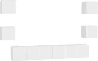 vidaXL 7 Piece TV Cabinet Set White Engineered Wood vidaXL