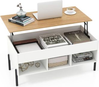 Costway Lift Top Coffee Table Central Table w/Lifting Tabletop-White