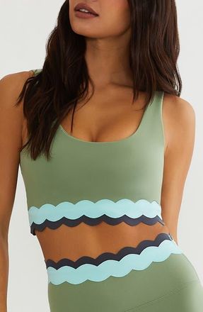 Beach Riot Marin Scalloped Sports Bra in Sage Mist at Nordstrom, Size X-Large