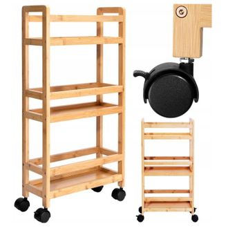 OEM Estanter&iacute;a M&oacute;vil De Ba&ntilde;o Con Ruedas Estanter&iacute;a De Bamb&uacute; Para Cocina Armario Estrecho