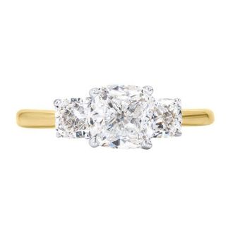 LuvMyJewelry Kahini 14K Gold Cushion Lab Grown Diamond Three Stone Engagement Ring - 2.15 Cts in 14K Yellow Gold at Nordstrom, Size 7.5